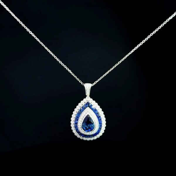 3 Row Fancy Blue Sapphire Pendant