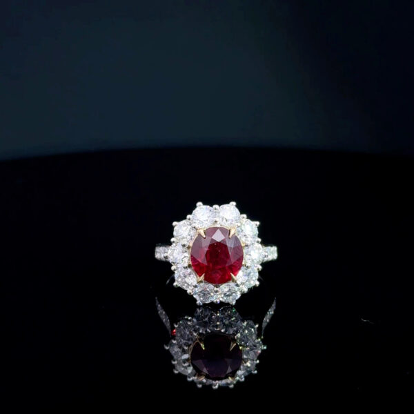 Single Halo Ruby Ring