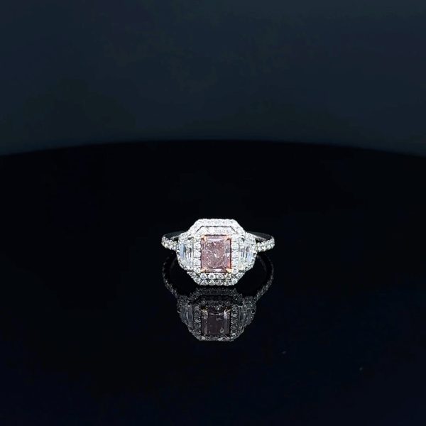 double halo pink diamond ring